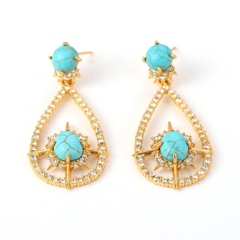 锆石微镶镂空水滴耳环diy古风耳饰饰品 复古小众银针法式轻奢耳钉详情22