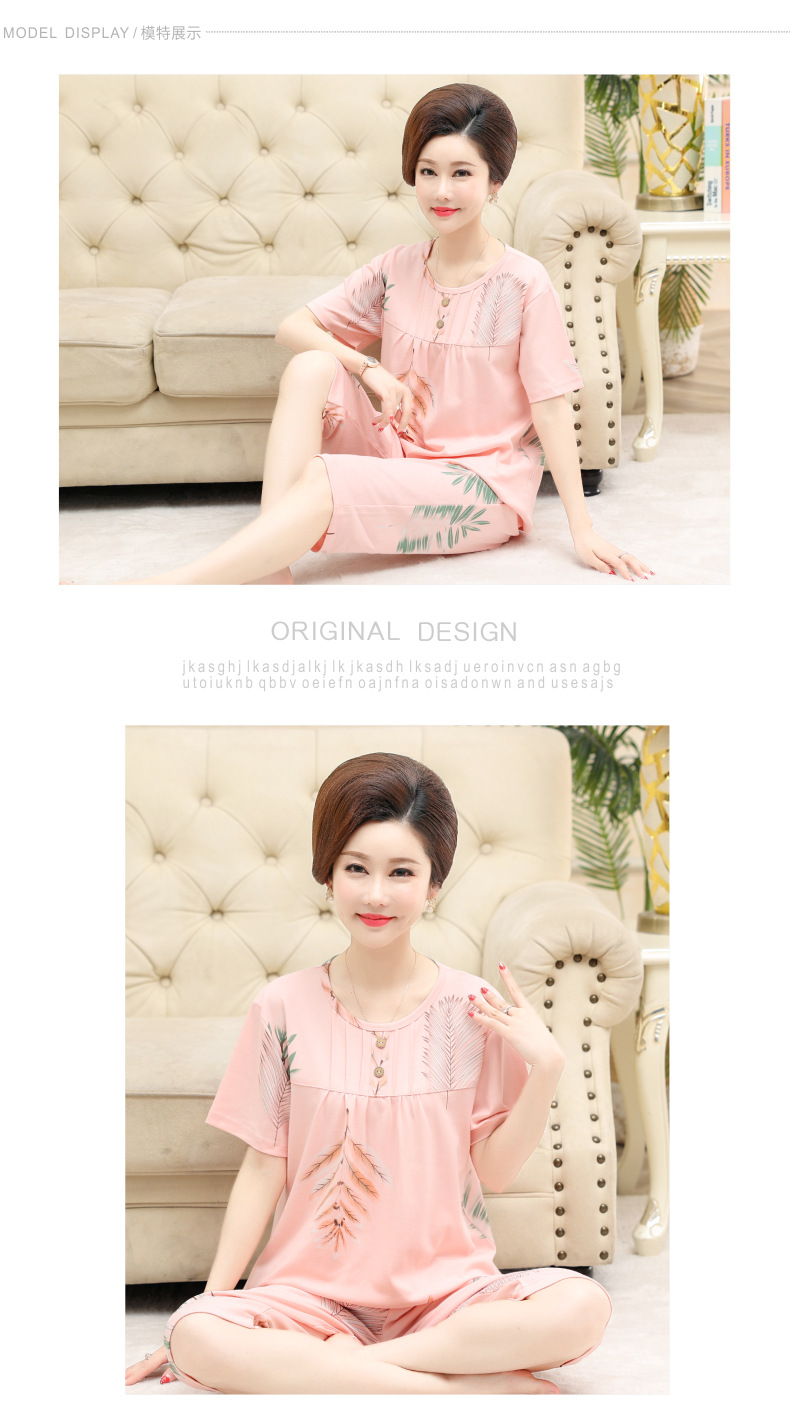 Middle-aged and elderly women wear summer short-sleeved, thin cotton clothes. Middle-aged women wear summer round-neck home clothes. Grandmothers and the elderly pic 5