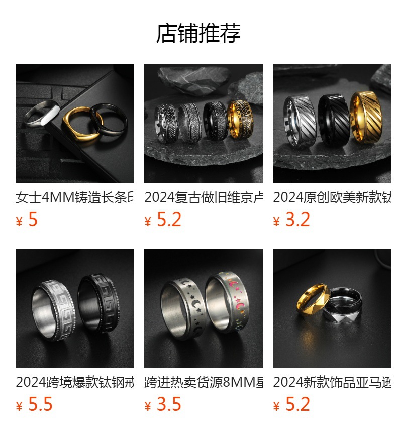 跨境货源TheWitcher3狼头男士不锈钢戒指巫师3men ring饰品批发详情1