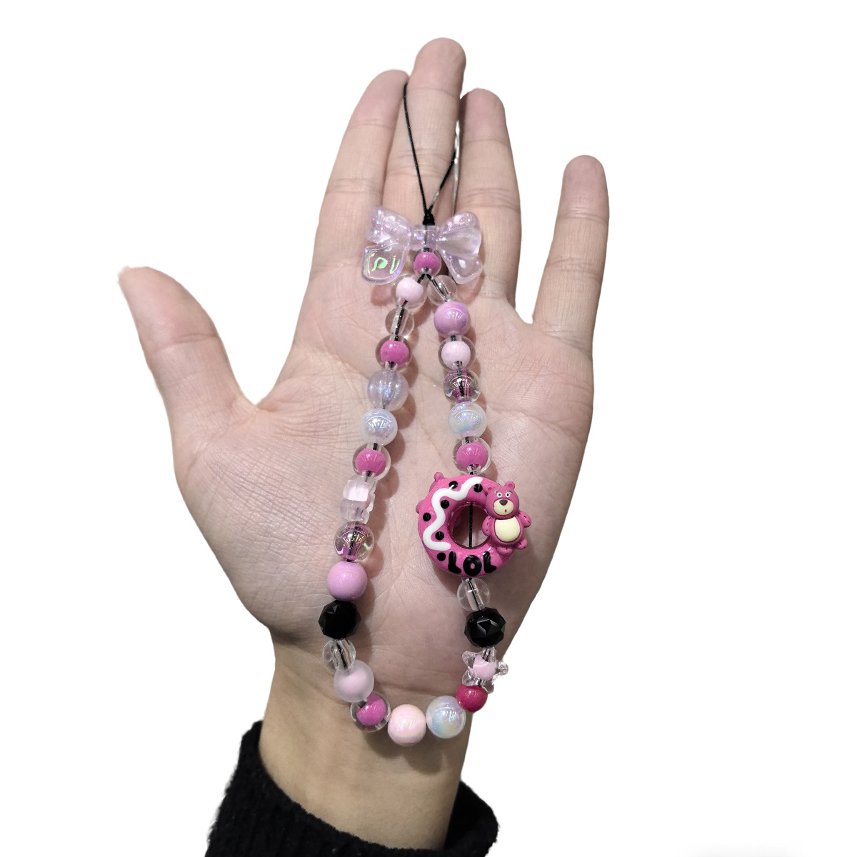 Gradient color-blocking cartoon beaded mobile phone chain, cute 3D doll hand-painted pendant, girlish Ins-style ccd pendant pic 19