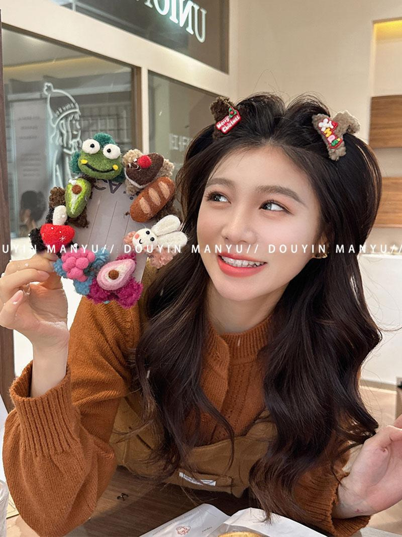 北欧冬日小公主~可爱秋冬毛毡夹子头饰发夹女小抓夹后脑勺鲨鱼夹详情6