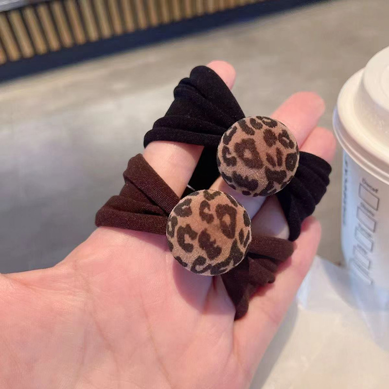 豹纹球球毛巾圈秋冬新款植绒发圈女百搭气质低马尾扎头绳发绳发饰详情1