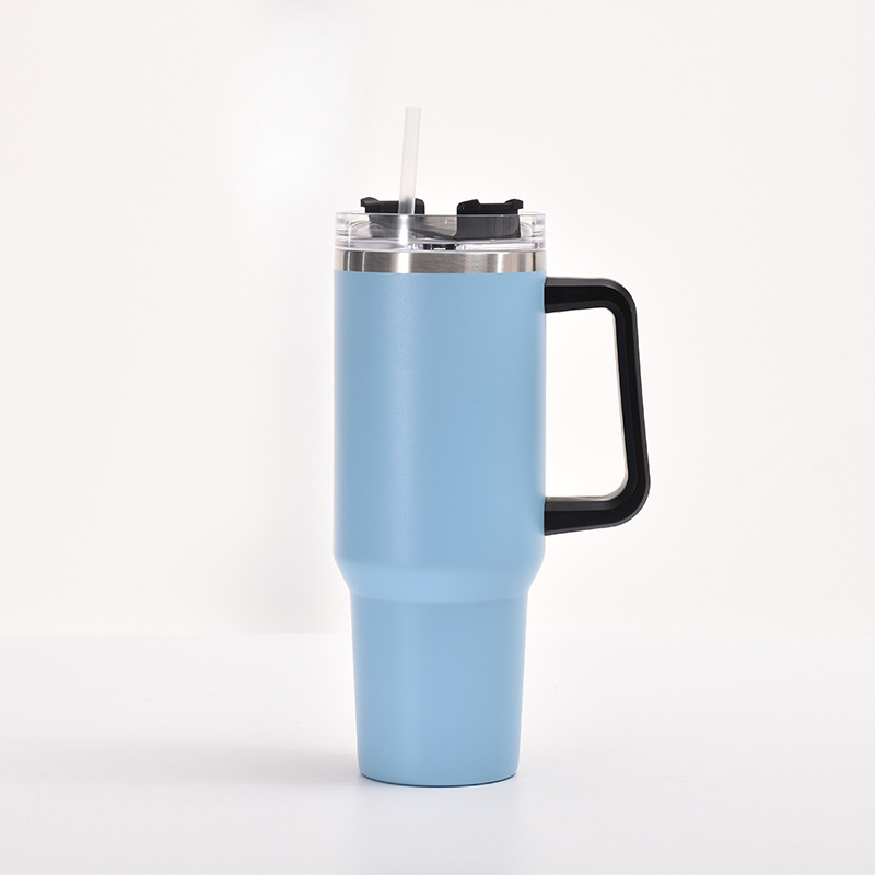 Factory direct supply 40oz stainless steel insulated cup, fashionable and simple handle, ice cup, portable car straw, car cup pic 9