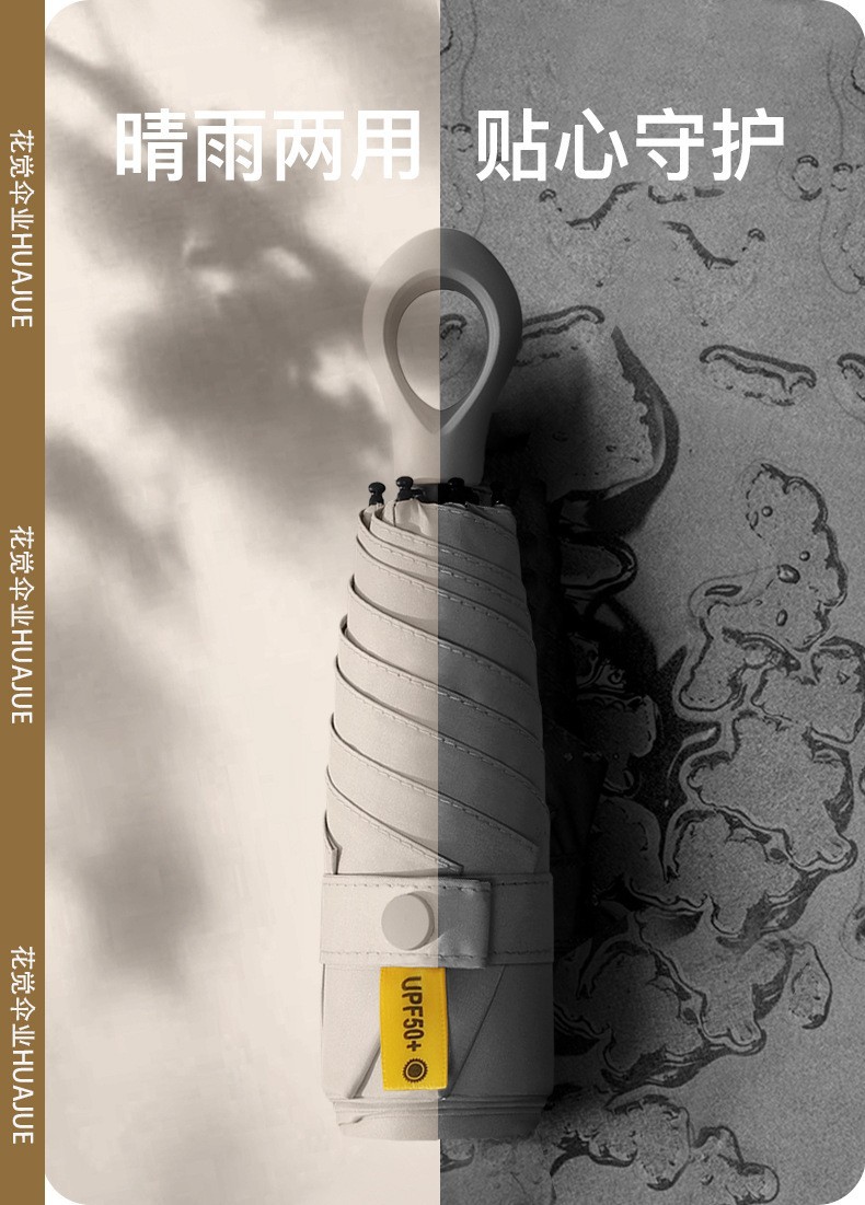 2024新款五折黑胶太阳伞迷你遮阳伞指环口袋伞防晒胶囊伞印刷广告详情23