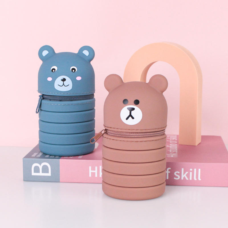 学生笔袋文具硅胶笔袋卡通可伸缩笔筒文具学习用品厂家批发可定详情22