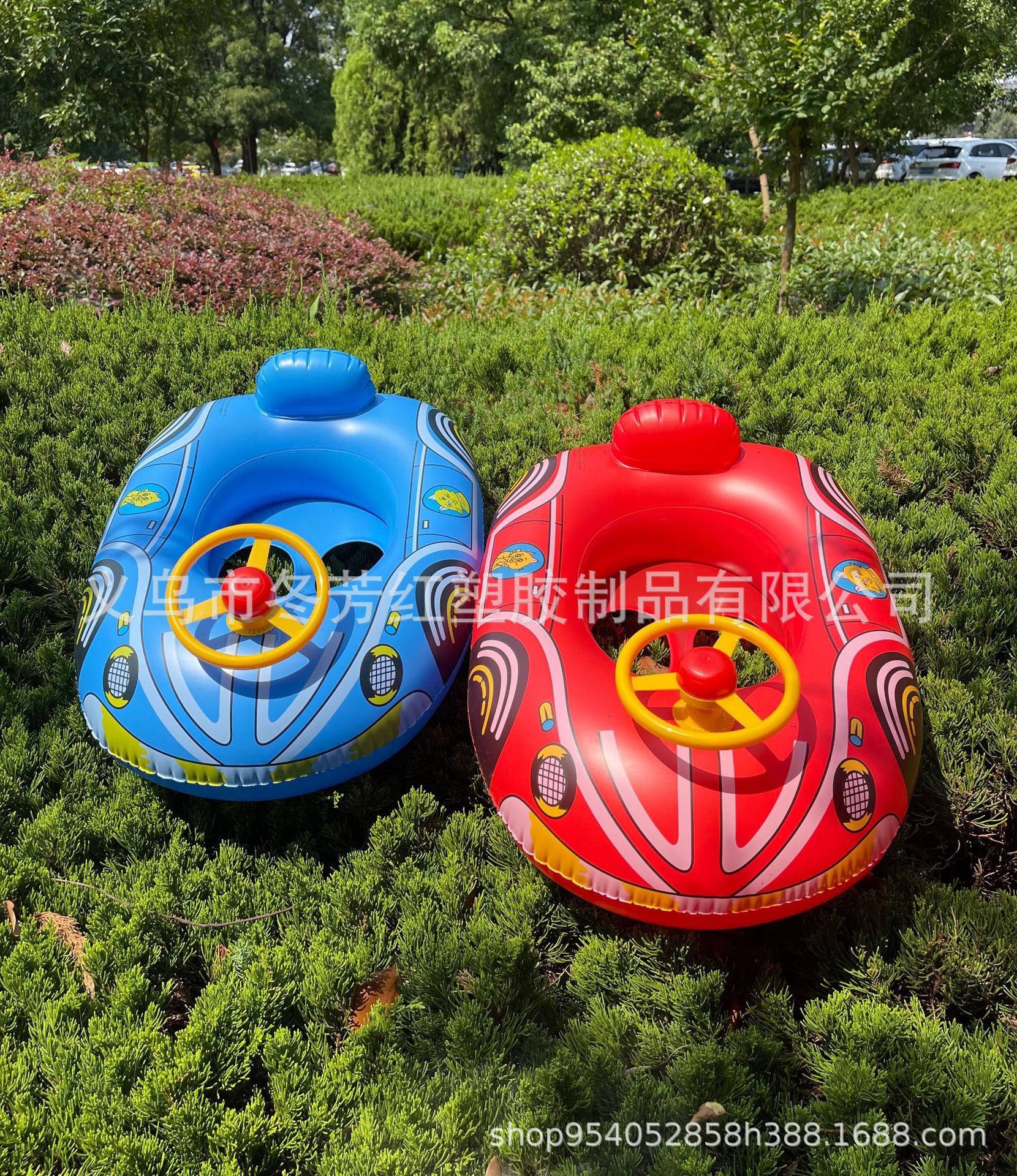 厂家直供新款热销宝宝游泳艇儿童座圈加厚带喇叭方向盘充气小游艇运动户外游泳用品游泳圈详情3