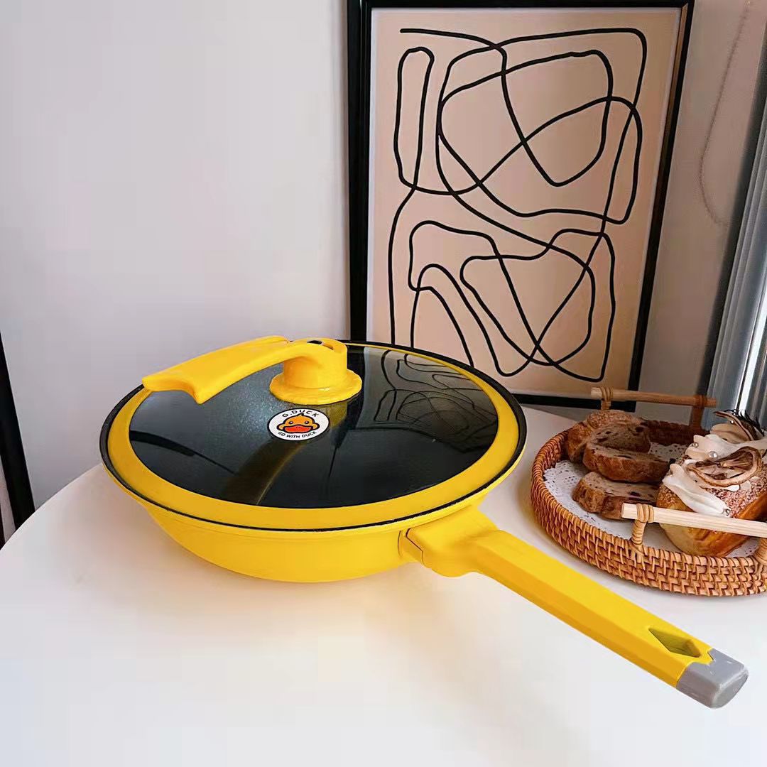 Premium yellow duck wok, non-stick wok gift cookware, tourmaline non-stick wok, Douyin and Xiaohongshu bestseller pic 3