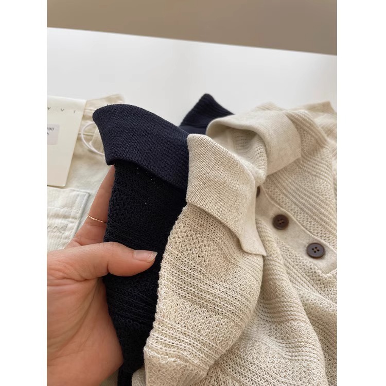 法式亚麻冰丝翻领针织短袖T恤女2025夏季气质百搭修身polo衫上衣详情7