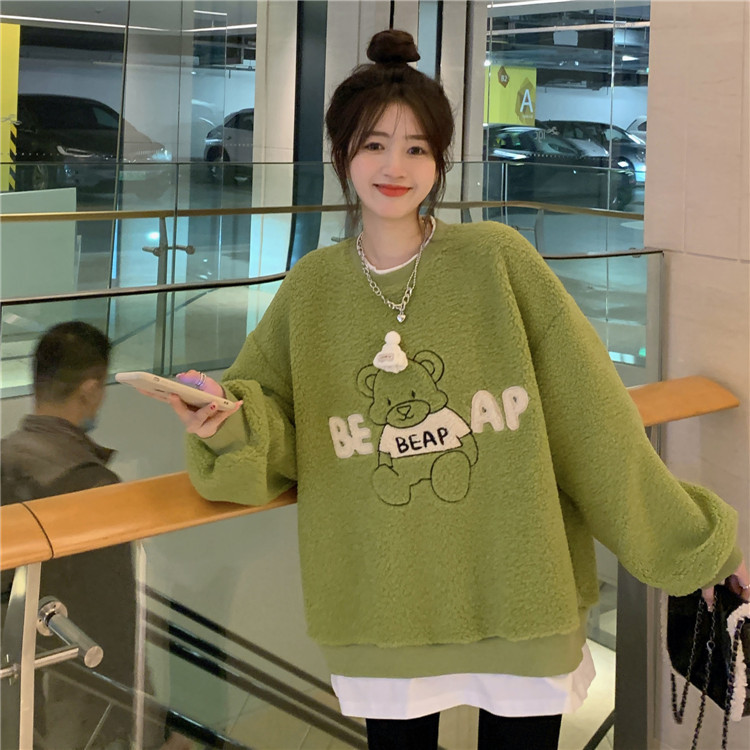 Here are two new autumn 2024 embroidered loose long-sleeved sweatshirts for women pic 1