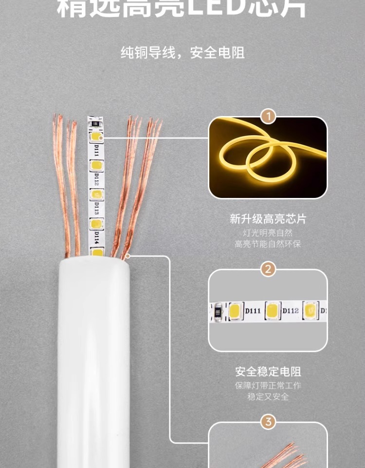 360° circular light-emitting led light strip, outdoor waterproof ultra-bright flexible soft silicone light strip, linear light strip, ambient light pic 18