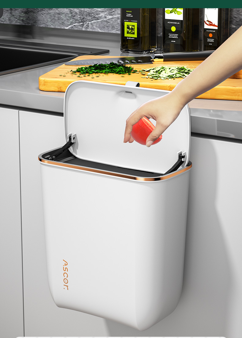 Trash can, household bathroom, toilet, kitchen, living room with cover, bedroom, large-capacity commercial wall-mounted light luxury wastebasket pic 5