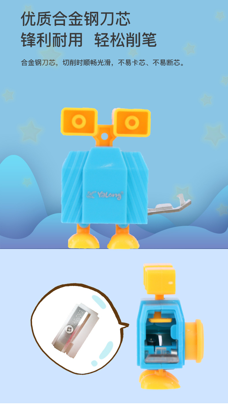 Cross-border manufacturer customized cartoon student learning pencil sharpener robot series shaped pen sharpener creative wholesale pic 2