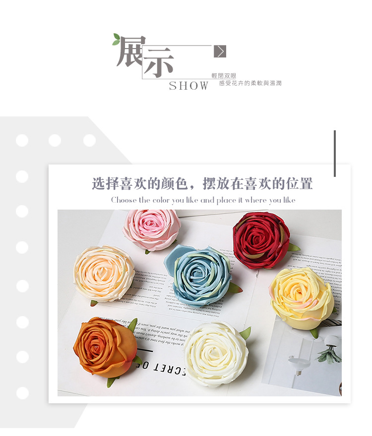 高级感皇妃玫瑰花头DIY花墙花瀑布手工花朵婚庆假花人造花环批发详情4