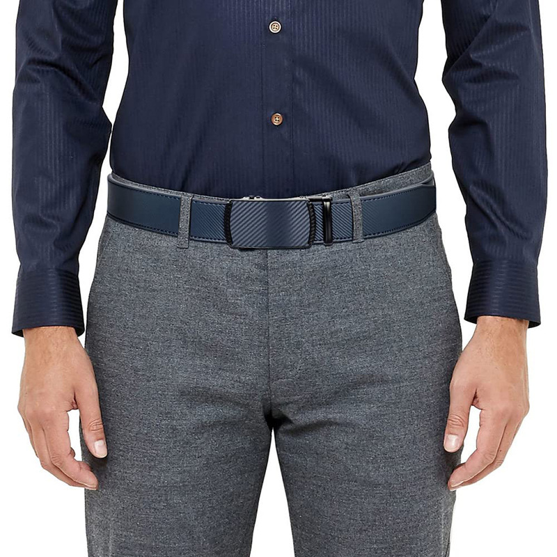 新款男士锌合金自动扣休闲商务腰带跨境热销二层牛皮皮带temu代发详情5