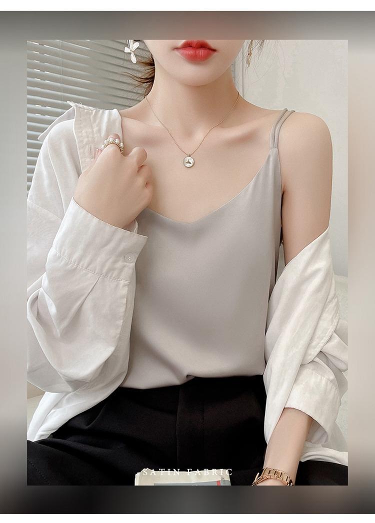 2025年吊带背心女内搭白色美背醋酸仿真丝上衣缎面夏西装仿打底衫详情6