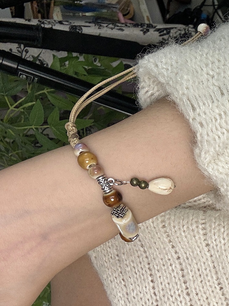 Jingdezhen ceramic bracelet wholesale street stall, versatile, fresh and new Chinese style, popular flower-woven ancient-style bracelet for women pic 2