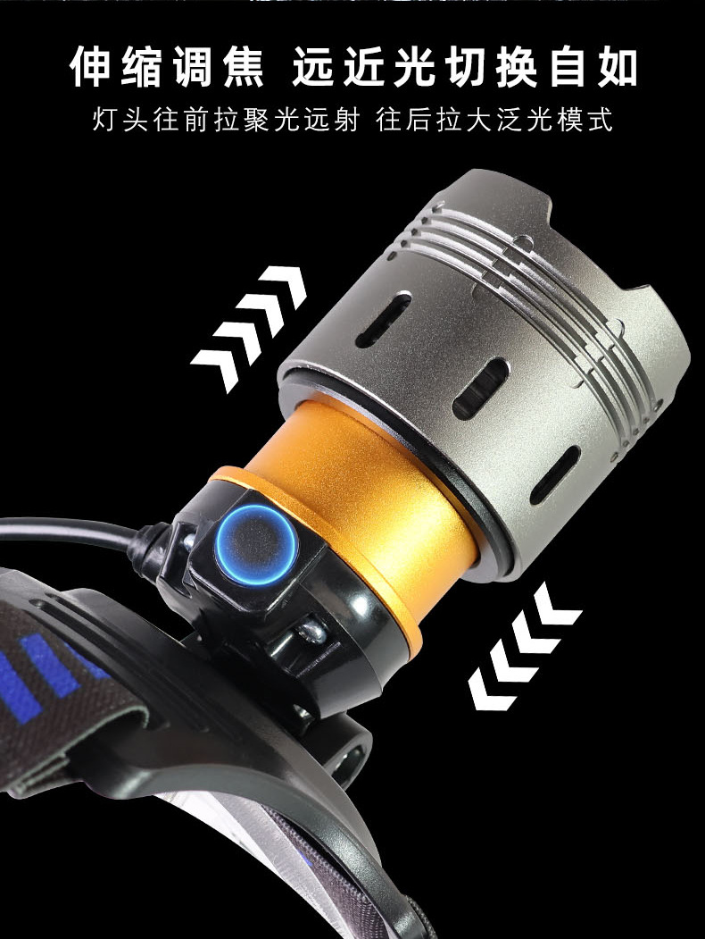 Crossover nuevo zoom de alta potencia láser blanco USB recargable aleación de aluminio al aire libre cabeza luz brillante luz de pesca lámpara minera pic 4