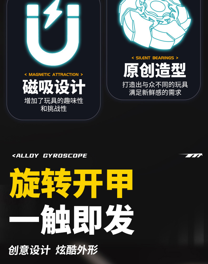 合金爆甲手指陀螺旋转磁吸指尖陀螺趣味解压创意潮玩儿童生日礼物详情3