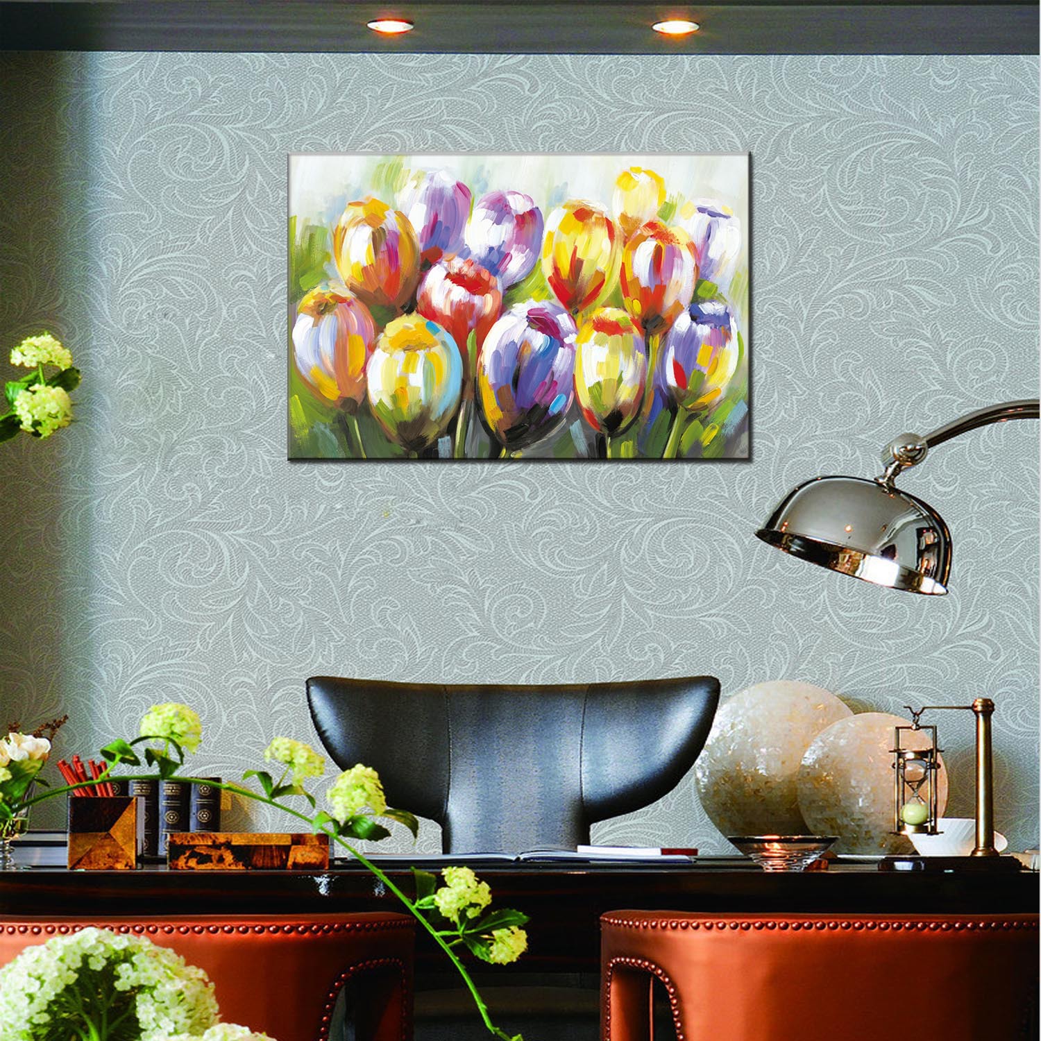 2021 New still life floral decorative paintings, restaurant and bedroom wall paintings, apartment, hotel and guesthouse matching paintings pic 2