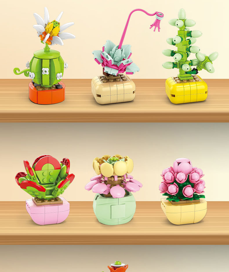 Succulent small particle building blocks compatible with Lego assembly building blocks, flower plant potted plant ornaments, gift for girls pic 7