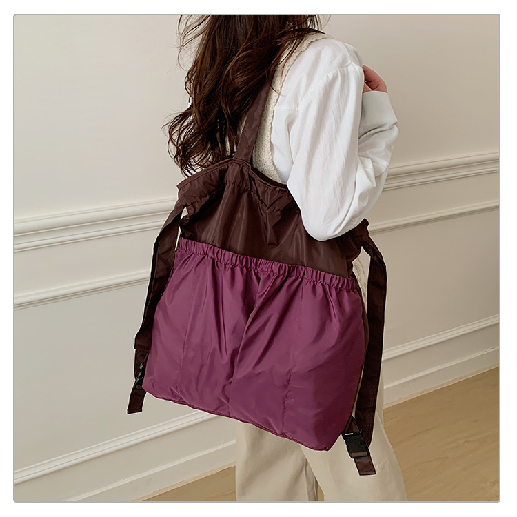 新款单肩包托特双肩折叠包手提简约通勤大容量时尚便携详情23