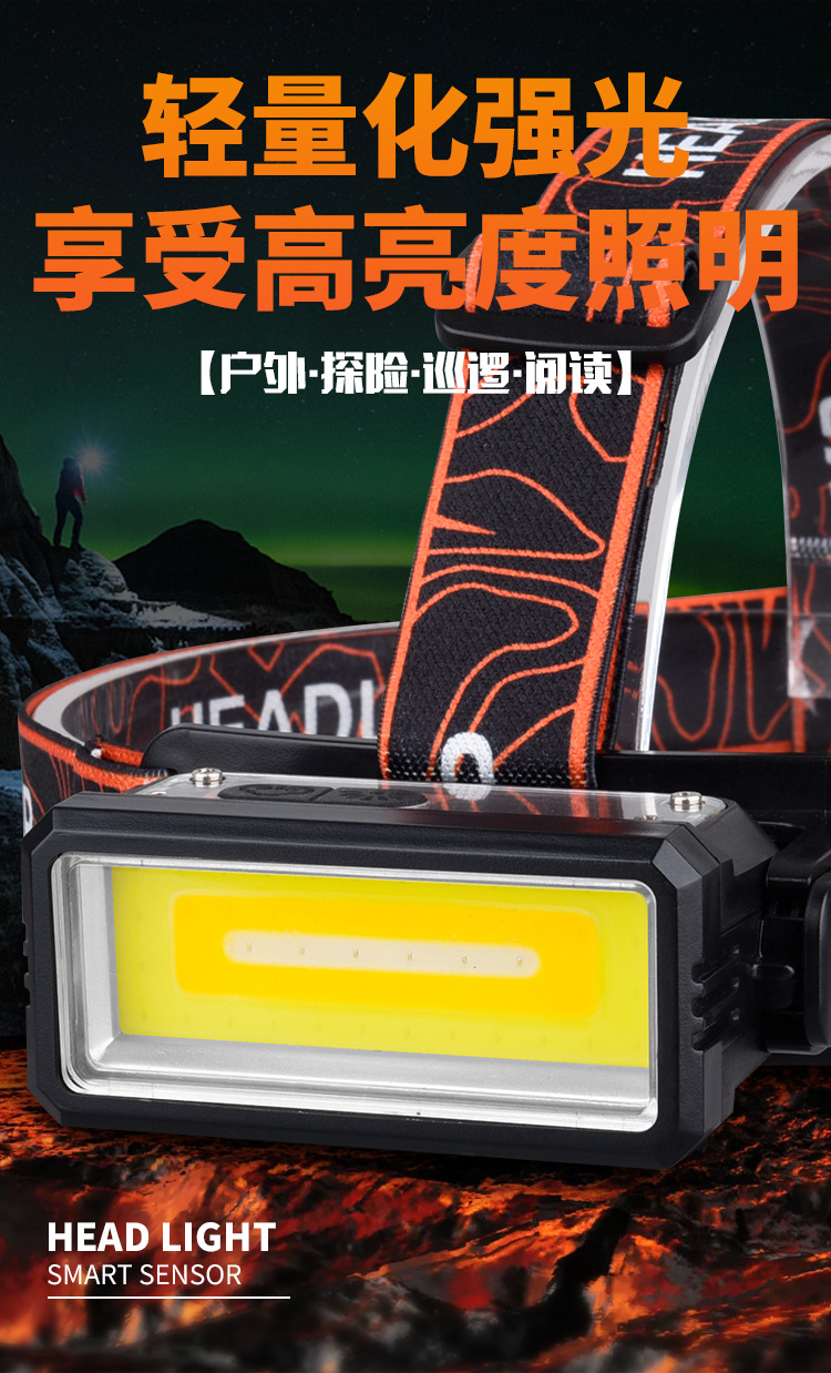 Faros recargables al aire libre pantalla inteligente running fishing faros LED luz fuerte faros luz ligera pic 3