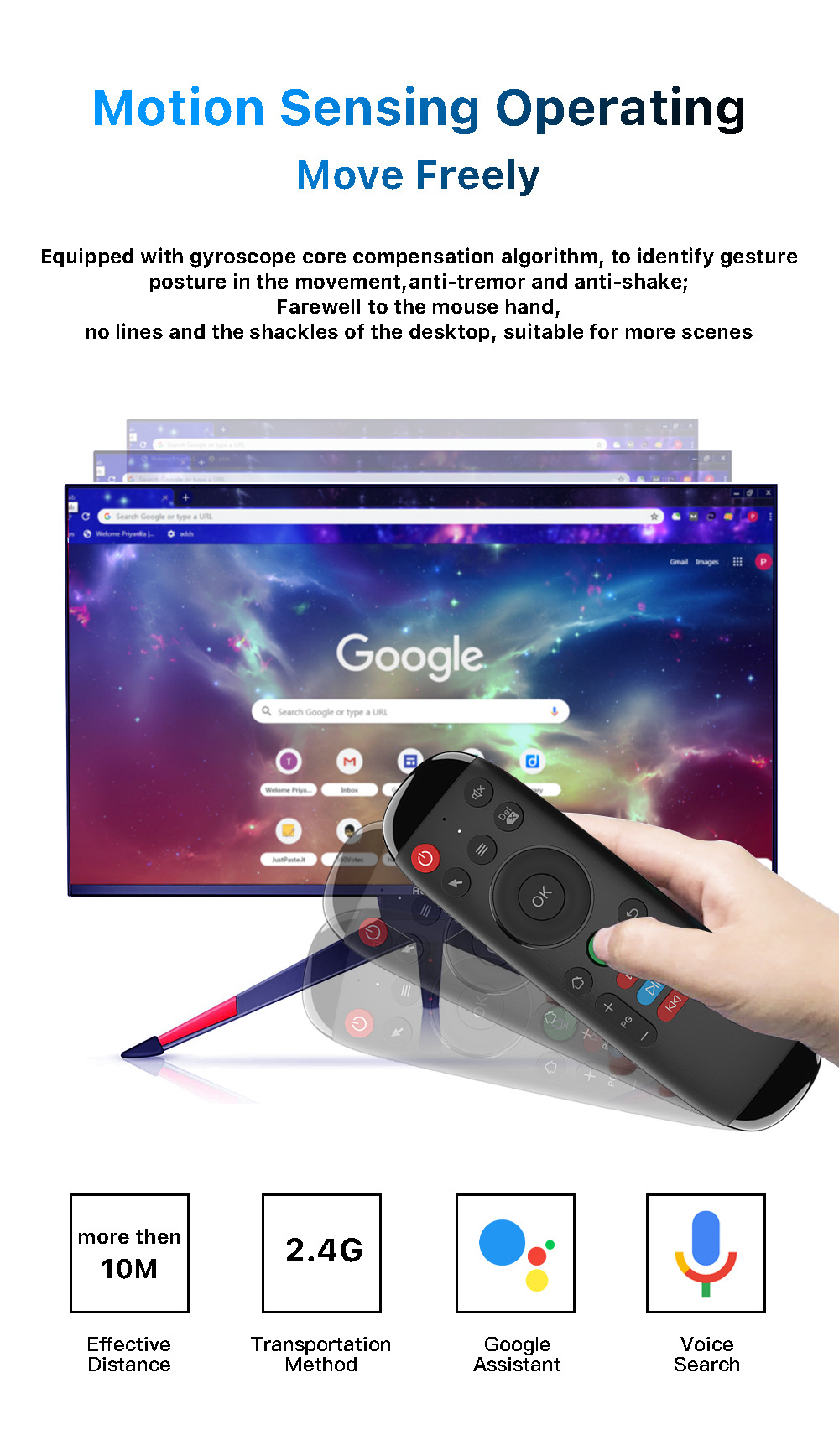 The M6 Air Mouse 2.4G wireless keyboard and mouse is suitable for TV boxes, set-top boxes, and the wireless version of the remote control mini pic 4