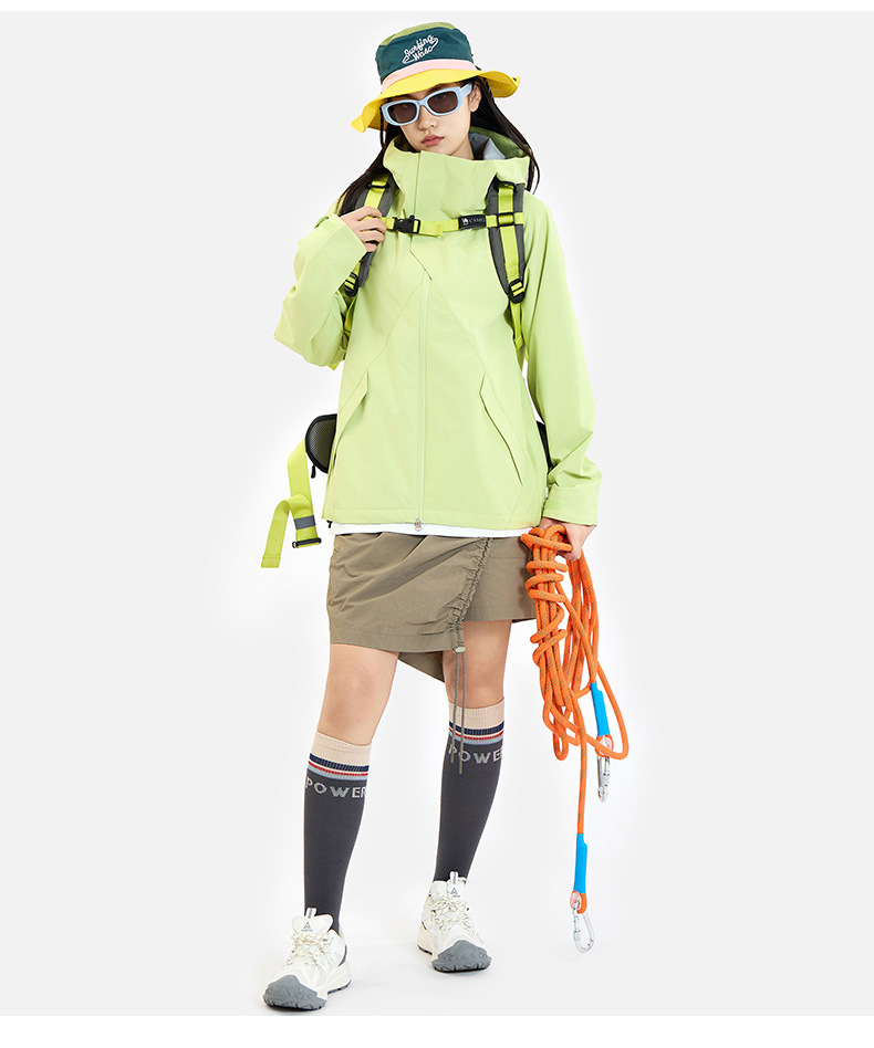 春秋冲锋衣连帽高领磁吸扣防水透气抽绳男女款户外休闲服直播爆款详情33