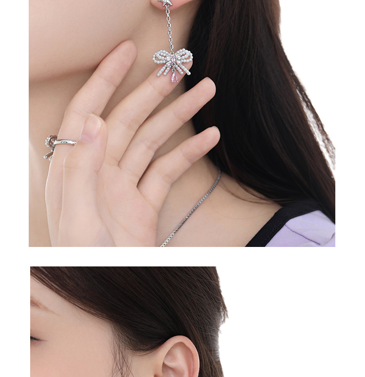 Pearl bow series personalized earrings, fashionable, sweet and cool style, exquisite and niche design, unique earrings necklace, custom-made necklace pic 10