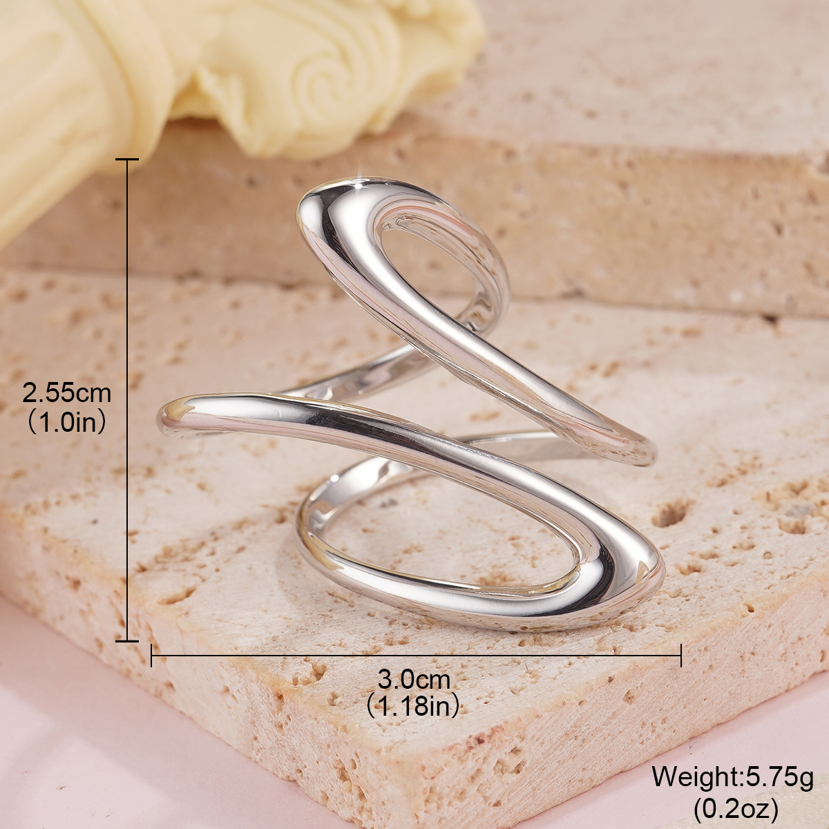 简约金属电镀跨境花朵时尚流苏耳环拉丝金银戒指夸张设计长款耳饰详情22