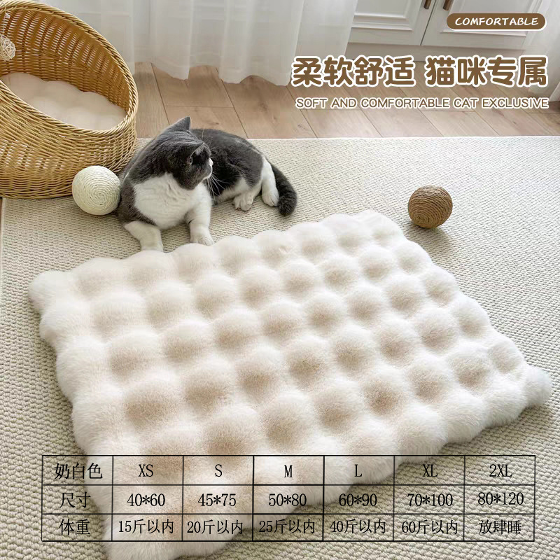 泡泡绒四季通用保暖地垫宠物猫垫狗狗垫保暖防滑防摔纯色毛绒坐垫跨境出口浴室卫生间地垫双格子简约家用卧室床边地毯厨房进门入户详情16