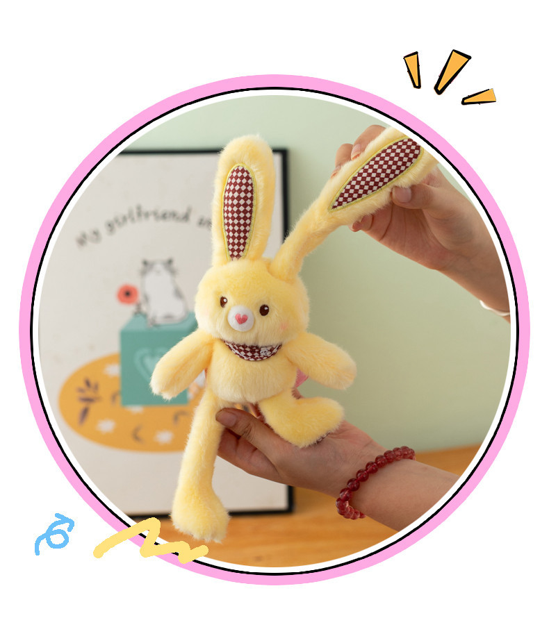 多巴胺彩色拉耳兔毛绒玩具挂件可抽拉耳朵长腿兔子包包钥匙扣公仔详情11