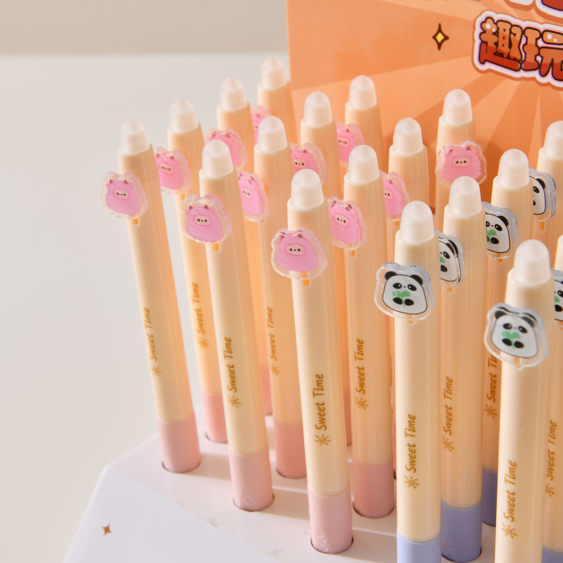 创意熊猫卡通速干可擦笔学生中性笔高颜值办公学习文具贴纸详情2