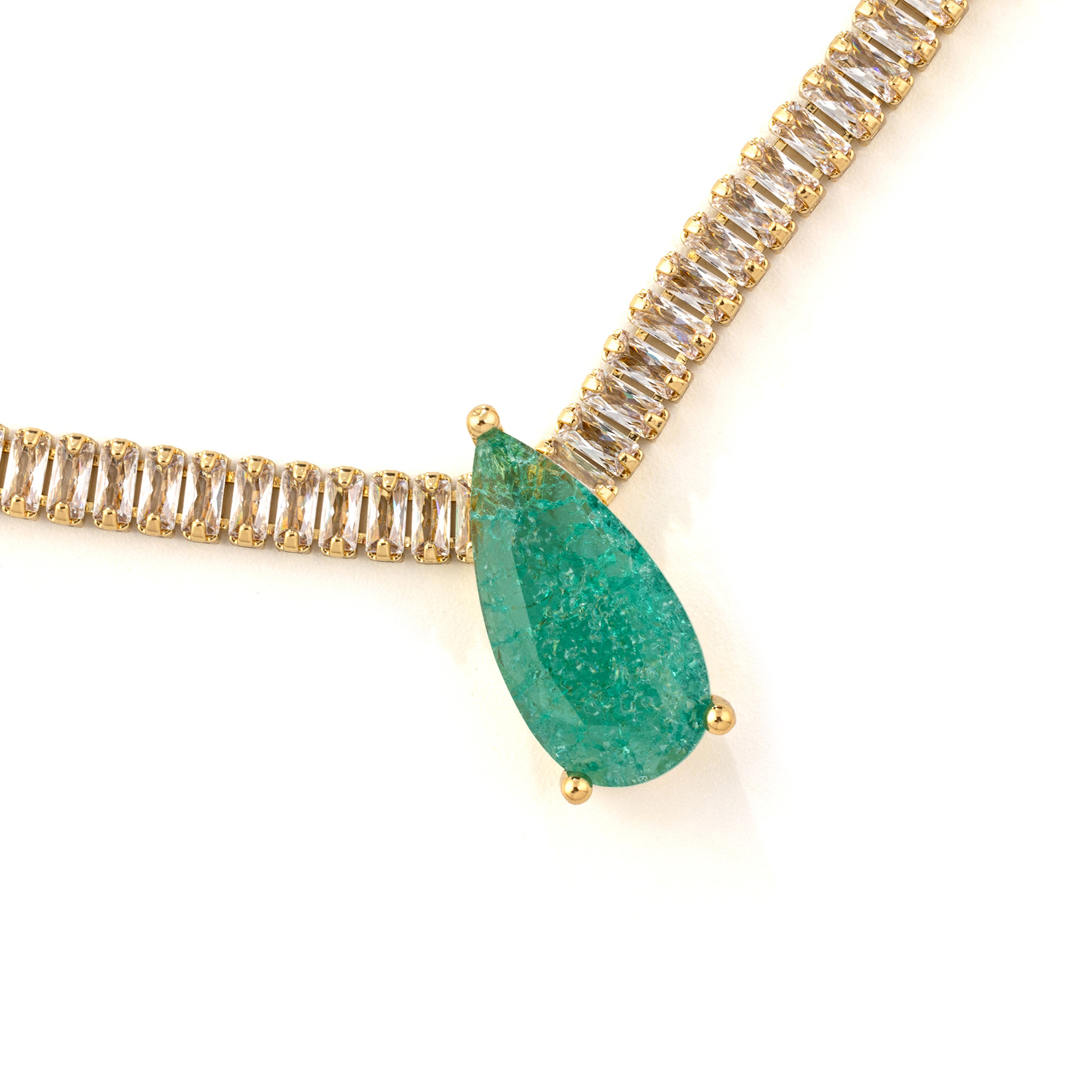 French court wind restoring ancient ways of green water droplets claw zirconium necklace female personality cold wind fashionable joker collarbone chain LYTJ30214 LYSL30214 / LYJZ9056 wholesale pic 15