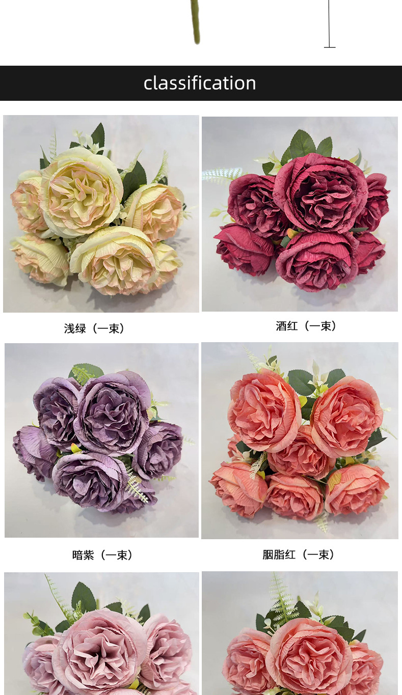 仿真奥斯汀玫瑰花束家居装饰假花场景布置花束人造手感花餐桌花束详情4