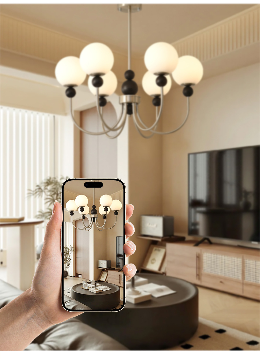 法式复古中古吊灯卧室客厅主灯新中式美式书房餐厅实木魔豆奶油灯详情11