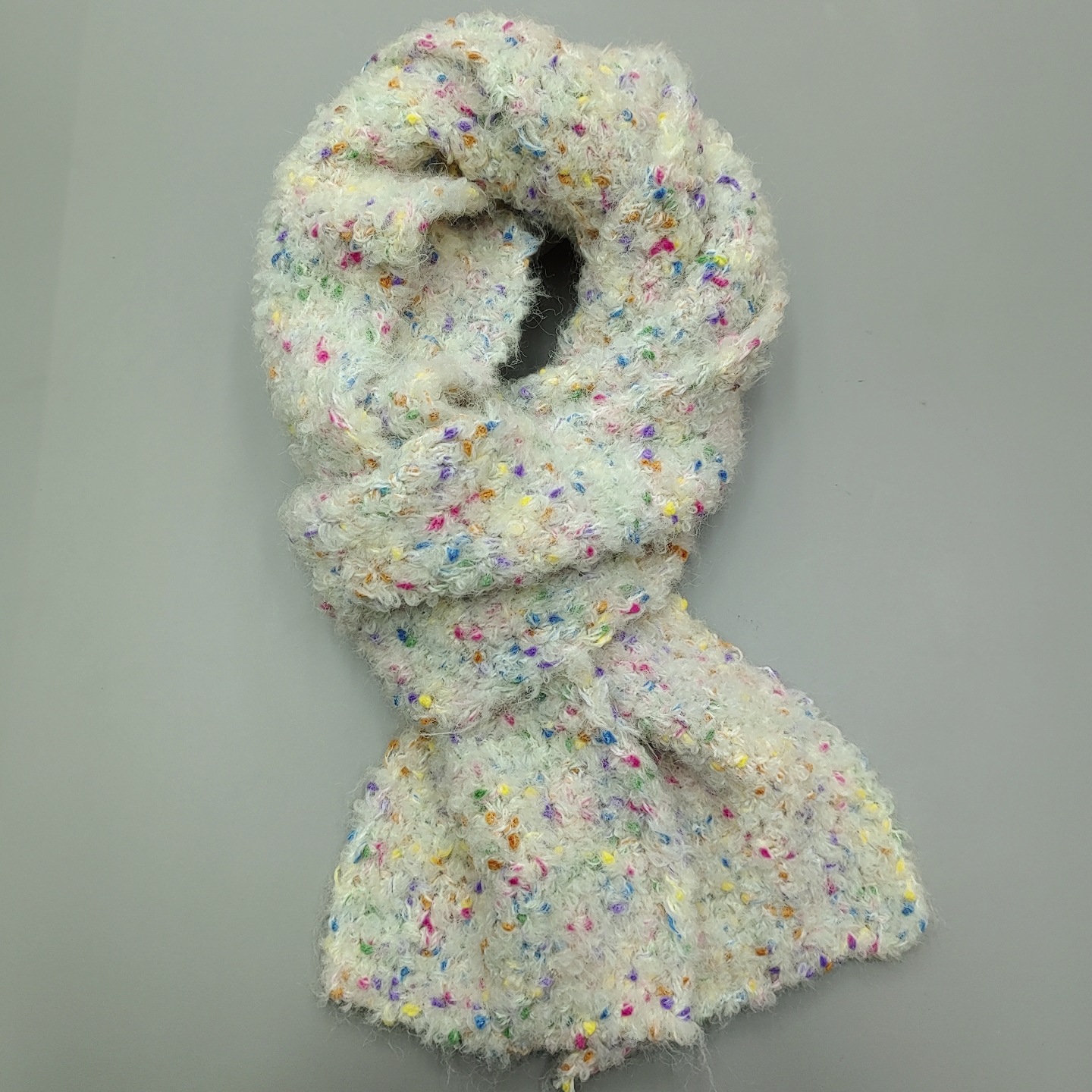 玫瑰蜜语珊瑚绒彩虹糖豆毛线小围巾编织送女生女友礼物圣诞围脖详情4