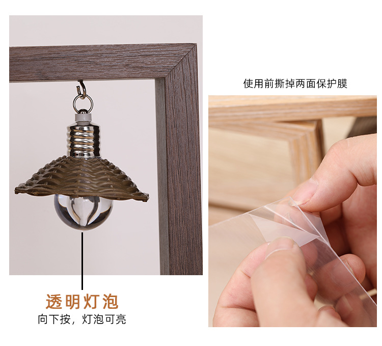 跨境创意双面旋转6寸7寸木质相框摆台个性情侣礼品纪念木质相框详情9