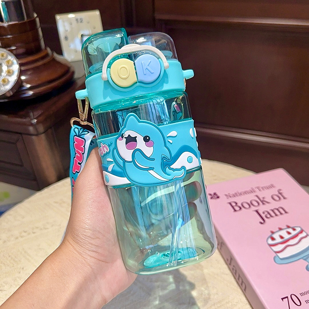 The cute and super adorable water cups for male and female students with high appearance standards in the popular cartoon style, the ins straw double-drinking plastic cups, and the portable ones for children pic 10