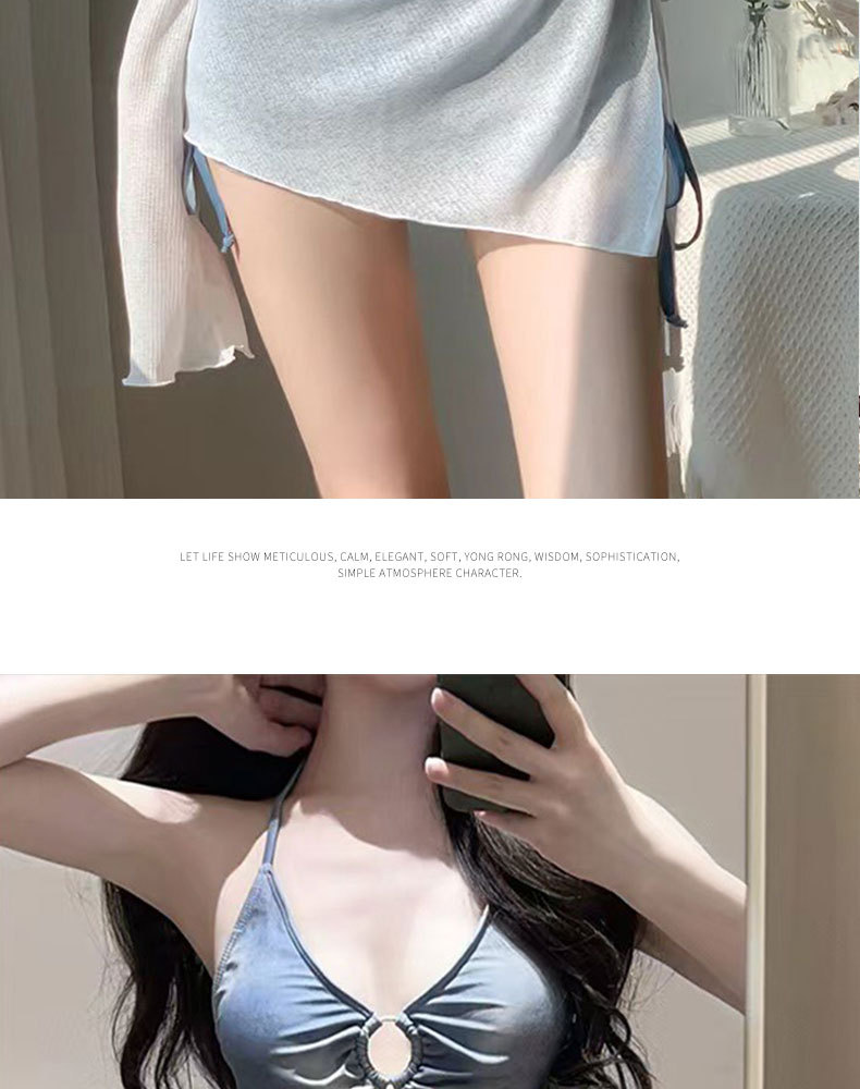 泳衣女分体罩衫扎染三件套清新风遮肚显瘦保守度假温泉小胸纯欲风-125072详情8