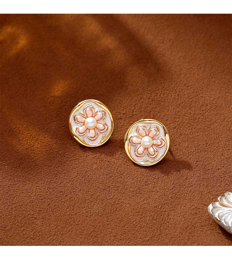 Hyacinth Monet Garden Oil Painting style earrings, live-streaming bestsellers, elegant and high-end earrings, unique design, oil-dripping small flowers pic 5