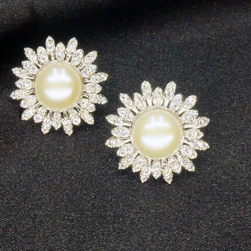 天然淡水5A珍珠耳钉微镶锆石镂空925银耳饰24年新款高级感女轻奢详情12