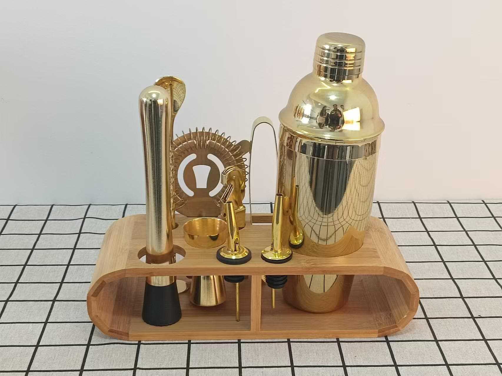 Bar set, stainless steel cocktail shaker, bar utensils, shaker glass, cocktail shaker glass pic 3