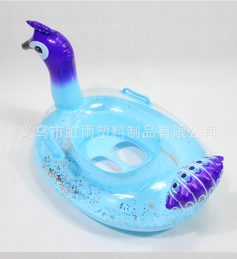 亮片孔雀艇水上充气儿童玩具座圈带翅膀防侧翻游泳圈婴儿坐圈批发详情7