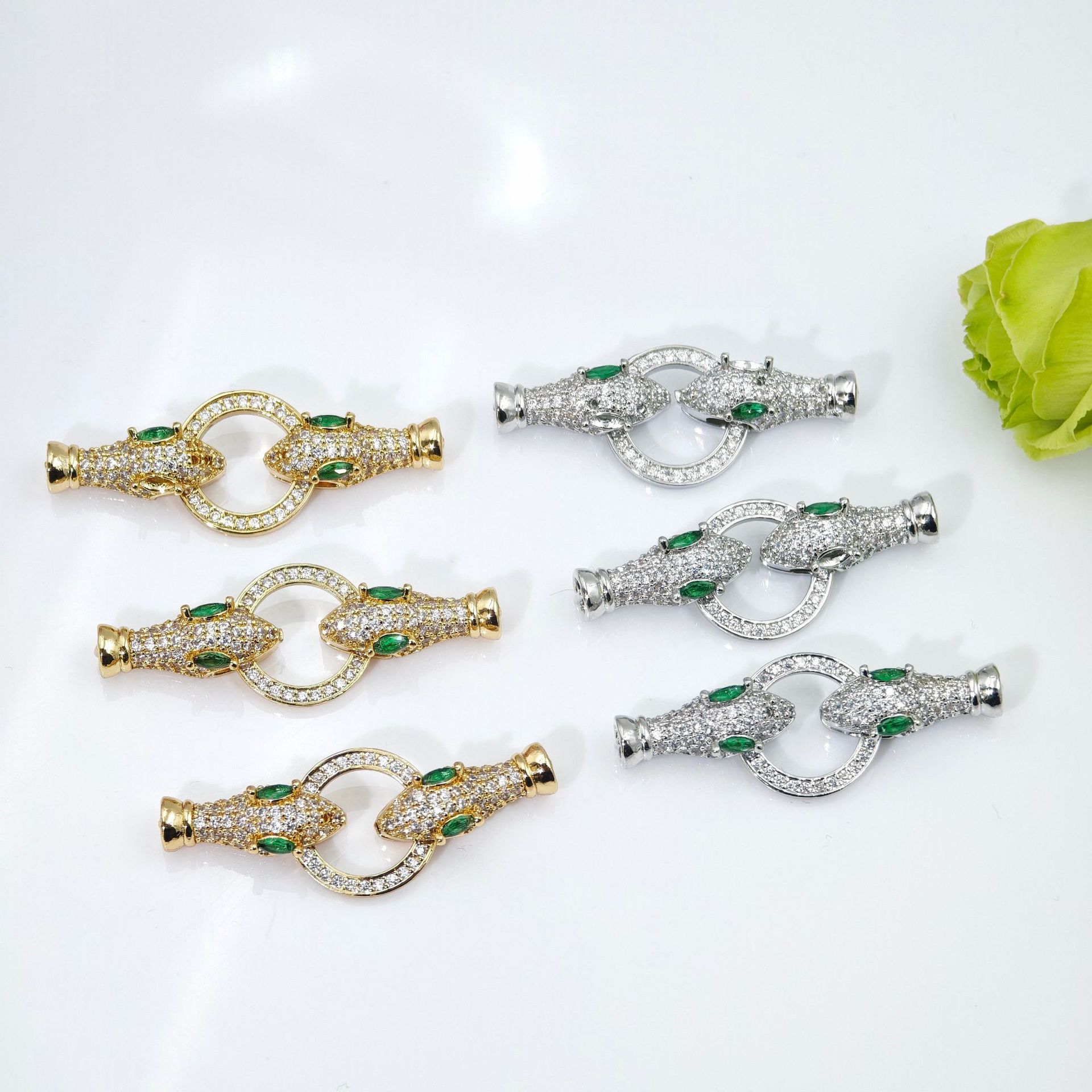 Pearl necklace clasp, natural pearl oil painting style drip oil, three-petal flower finish clasp, connecting clasp, sweater chain diy accessories pic 21