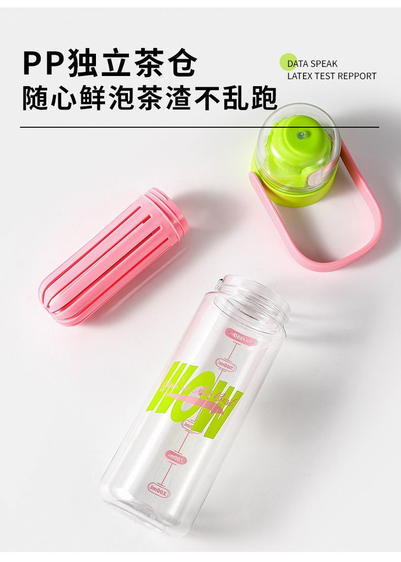 Creative and casual double-drinking plastic water cups, high appearance level student sports water cups, portable direct drinking flower tea cups, gift wholesale pic 20