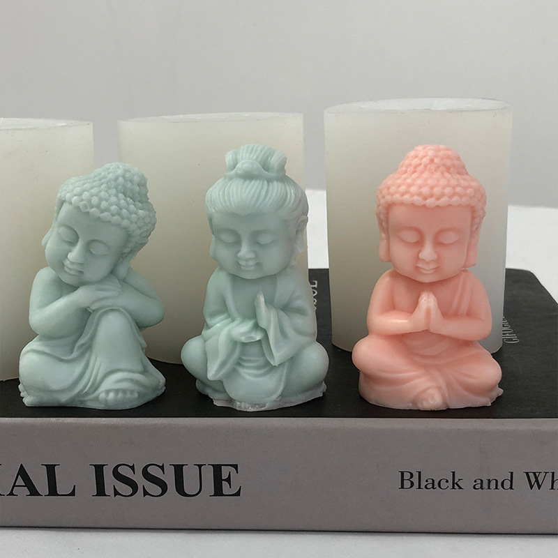 小和尚香薰石膏蜡烛硅胶模具diy佛像摆件观音菩萨如来佛滴胶模具详情23