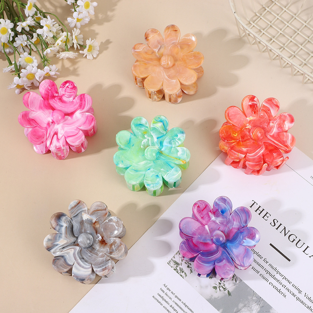 2025年夏季新款多巴胺大理石纹发夹饰品抓夹紫荆花高级感鲨鱼夹详情22