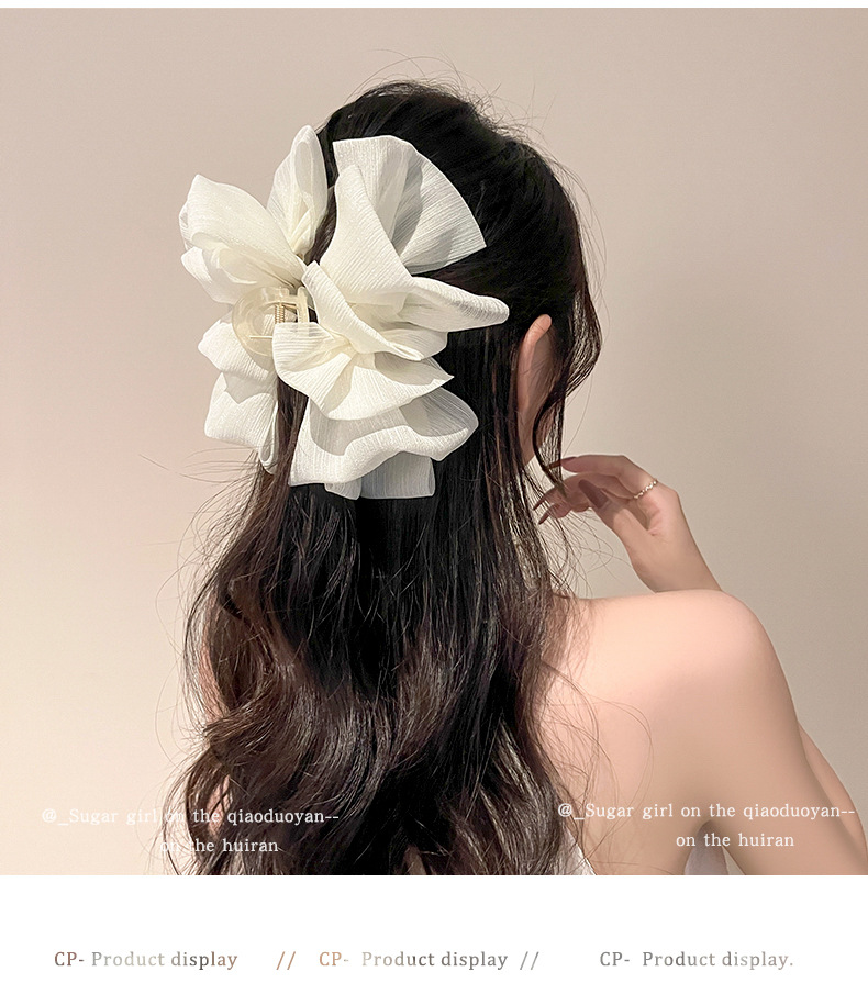 Double-sided mesh cloud bubble grab girl on the run princess head bow hair clip at the back of the head shark clip headwear pic 6