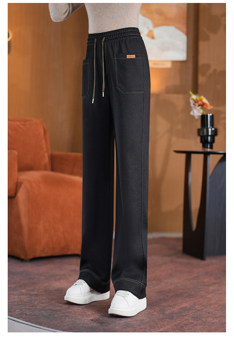 秋冬直筒休闲裤女士2025年秋冬新款高腰宽松显瘦薄款窄版阔腿裤子详情10